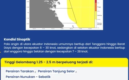 BMKG Rilis Peringatan Dini Cuaca Maritim Kaltara 10-12 Juli 2026, Ada Potensi Gelombang Sedang