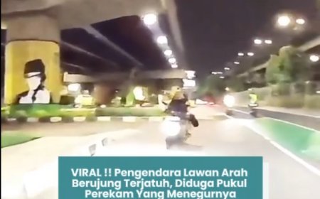 VIRAL! Pengendara Lawan Arah Berujung Terjatuh, Diduga Pukul Perekam yang Menegurnya