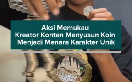 Aksi Memukau Kreator Konten Menyusun Koin Menjadi Menara Karakter Unik
