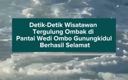 Detik-Detik Wisatawan Tergulung Ombak di Pantai Wedi Ombo Gunungkidul Berhasil Selamat