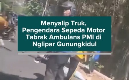Menyalip Truk, Pengendara Sepeda Motor Tabrak Ambulans PMI di Nglipar Gunungkidul