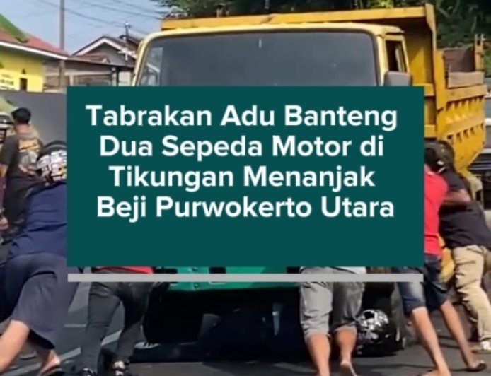 Tabrakan Adu Banteng Dua Sepeda Motor di Tikungan Menanjak Beji Purwokerto Utara
