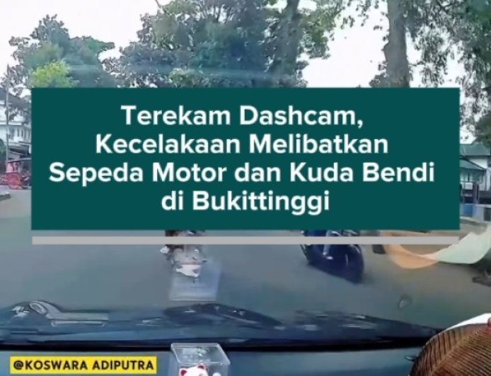 Terekam Dashcam, Kecelakaan Melibatkan Sepeda Motor dan Kuda Bendi di Bukittinggi