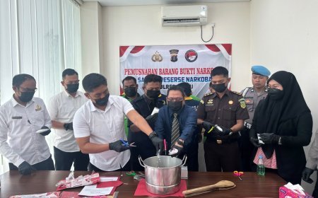 ​Hasil Pengungkapan 11 Kasus, Polres Berau Musnahkan 372,67 Gram Sabu