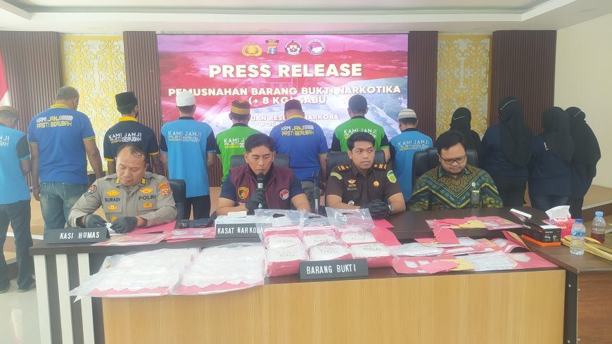 Polres Berau Musnahkan 8 Kilogram Sabu, 16 Tersangka Diringkus